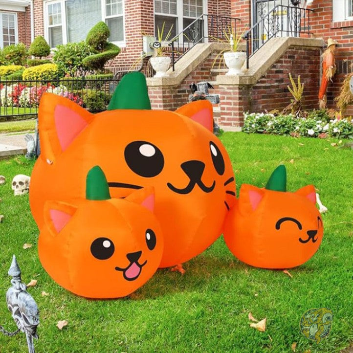 ハロウィン デコレーション インフレータブル カボチャ 猫 1.5m 内蔵LED付き ハロウィーン 69264 COMIN カミン