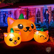 ハロウィン デコレーション インフレータブル カボチャ 猫 1.5m 内蔵LED付き ハロウィーン 69264 COMIN カミン