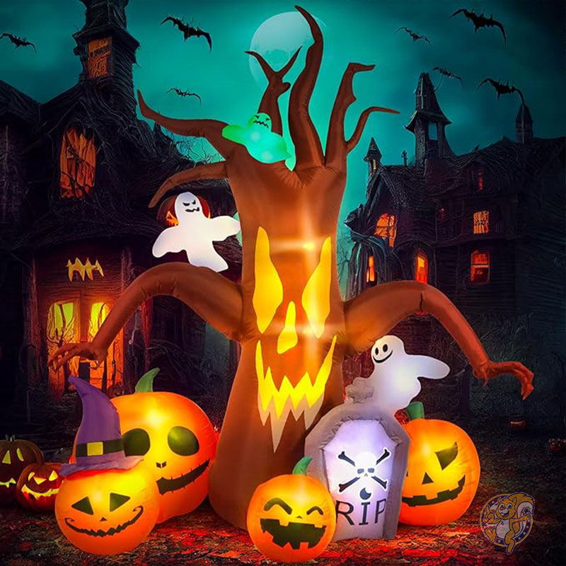 ハロウィン インフレータブル デコ 2.4m デッドツリー LEDライト ハロウィーン デコレーション