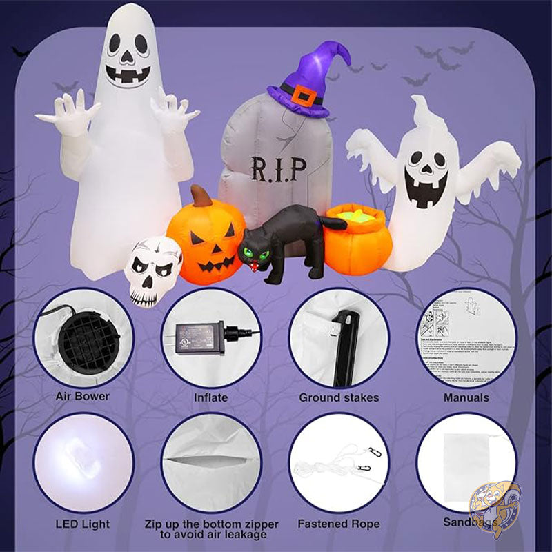 ハロウィン インフレータブル デコレーション ハロウィーン ゴースト キャット パンプキン 屋外装飾 LED付き FD0140 MGparty