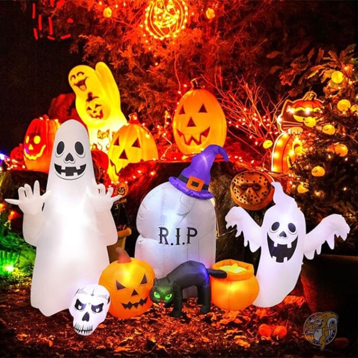 ハロウィン インフレータブル デコレーション ハロウィーン ゴースト キャット パンプキン 屋外装飾 LED付き FD0140 MGparty