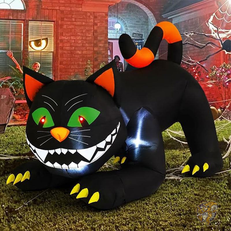 ハロウィン デコレーション インフレータブル 黒猫 屋外装飾 1.8m 大型猫 動く頭 LEDライト内蔵 ハロウィーン 69322 COMIN カミン