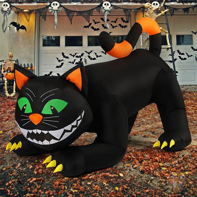 ハロウィン デコレーション インフレータブル 黒猫 屋外装飾 1.8m 大型猫 動く頭 LEDライト内蔵 ハロウィーン 69322 COMIN カミン