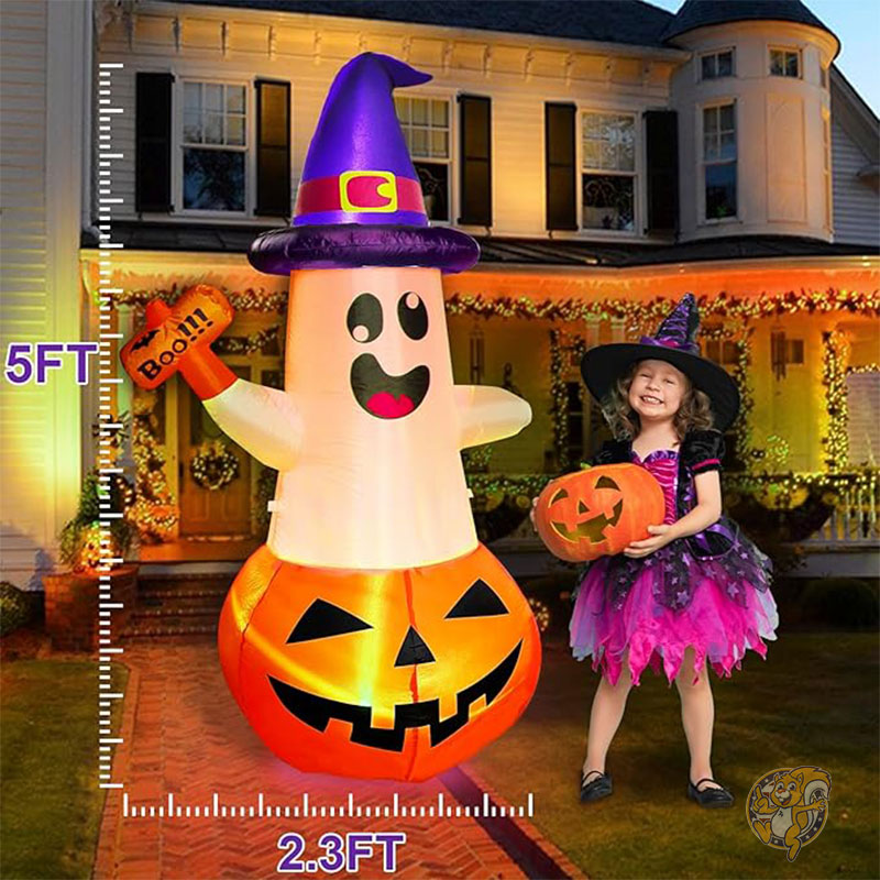 ハロウィン インフレータブル ハロウィーン デコレーション 屋外用 パンプキン ゴースト LED内蔵 1.5m fotako フォトコ