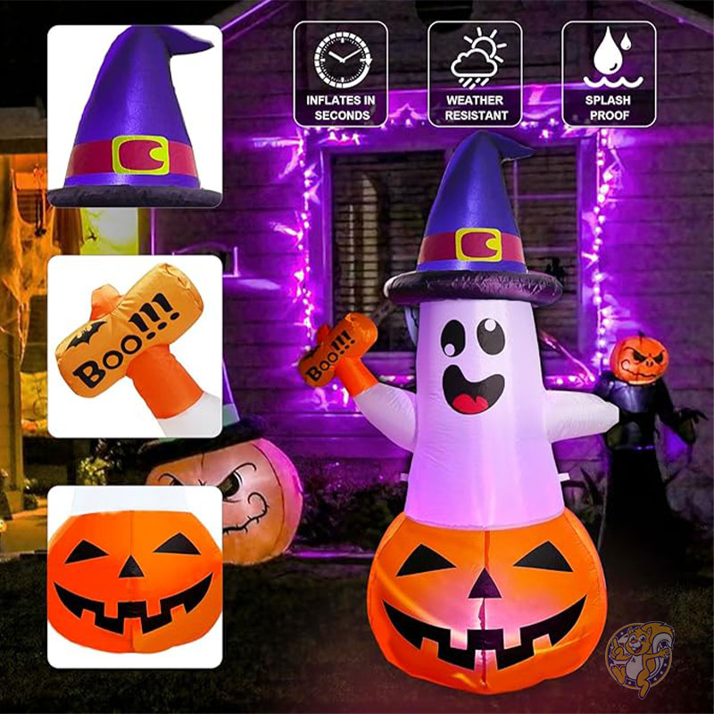ハロウィン インフレータブル ハロウィーン デコレーション 屋外用 パンプキン ゴースト LED内蔵 1.5m fotako フォトコ