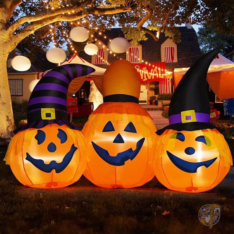 ハロウィン インフレータブル ハロウィーン 屋外用 パンプキン コンボ ウィザード ハット付き LEDライト内蔵 1.9m グーシュ GOOSH