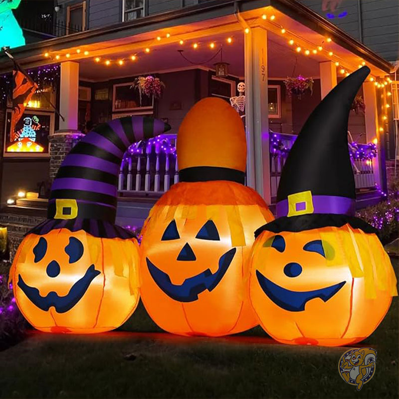 ハロウィン インフレータブル ハロウィーン 屋外用 パンプキン コンボ ウィザード ハット付き LEDライト内蔵 1.9m グーシュ GOOSH