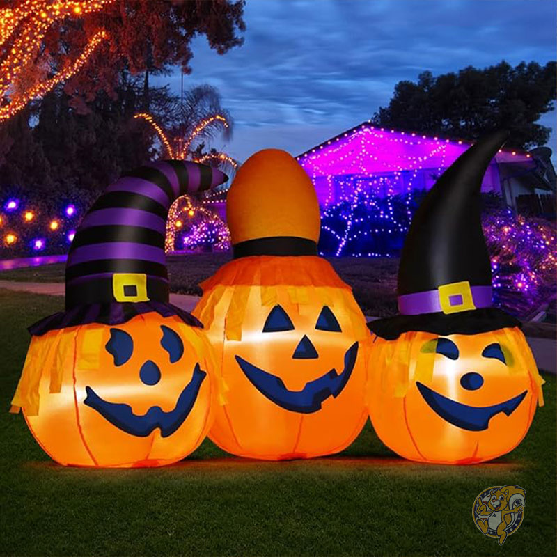 ハロウィン インフレータブル ハロウィーン 屋外用 パンプキン コンボ ウィザード ハット付き LEDライト内蔵 1.9m グーシュ GOOSH