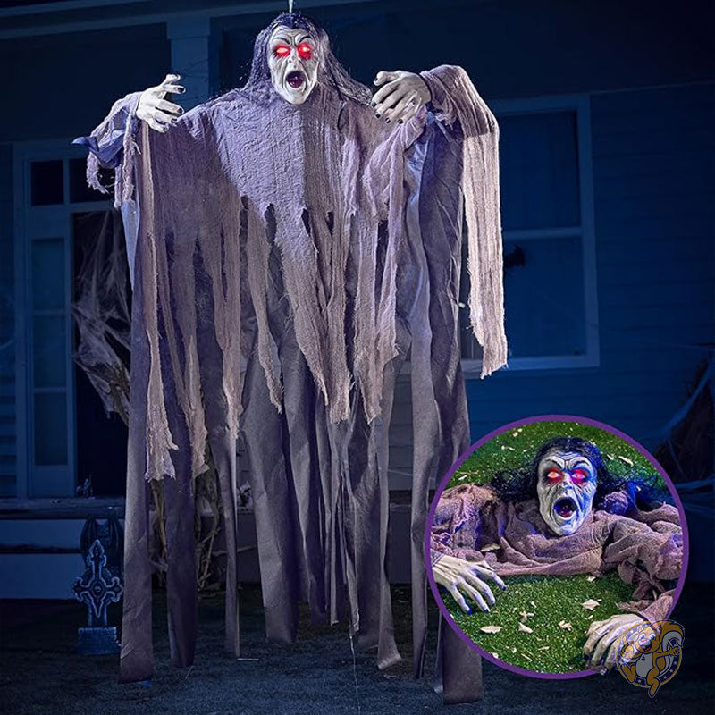 ハロウィン ゾンビデコレーション ハロウィーン アニメグラウンドブレーカー 屋外装飾 緑の顔と光る目が付いた吊り下げゾンビ JOYIN ジョイン