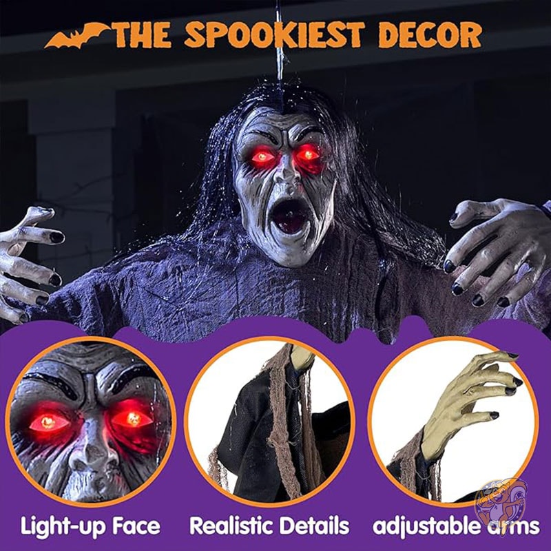 ハロウィン ゾンビデコレーション ハロウィーン アニメグラウンドブレーカー 屋外装飾 緑の顔と光る目が付いた吊り下げゾンビ JOYIN ジョイン