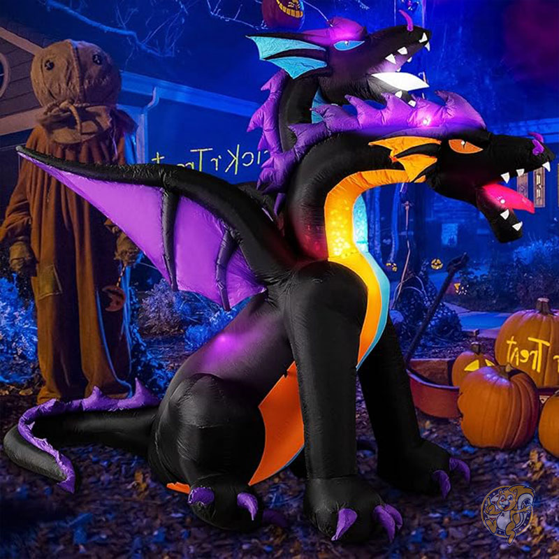 ハロウィン インフレータブル ハロウィーン 2.1m 巨大 2頭ドラゴン 屋外デコレーション 点滅LED内蔵 MICOCAH ミコカ