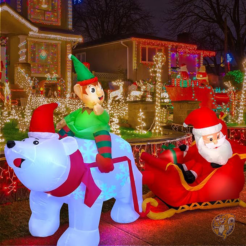 クリスマス インフレータブル サンタクロース 2.8m 屋外装飾 そり LED 内蔵 ヤード デコレーション Max Fun マックスファン