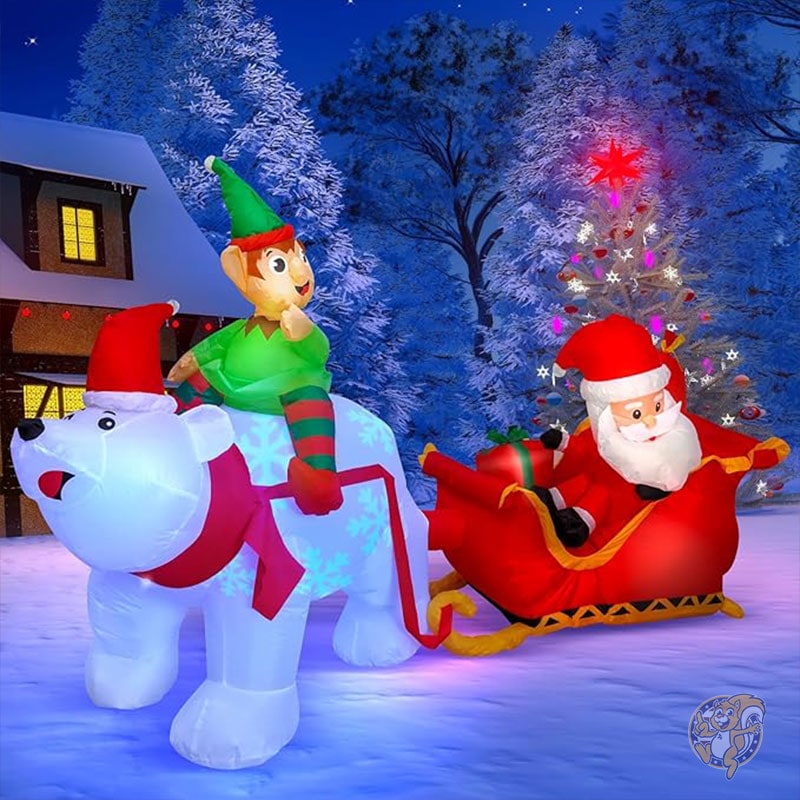 クリスマス インフレータブル サンタクロース 2.8m 屋外装飾 そり LED 内蔵 ヤード デコレーション Max Fun マックスファン