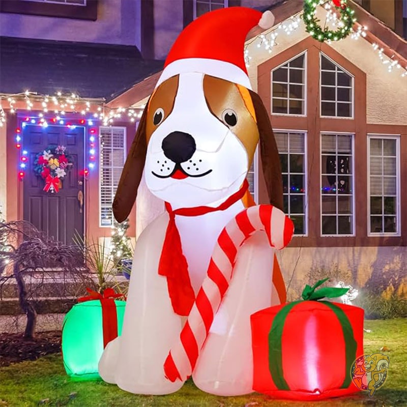 クリスマス インフレータブル ドッグ 1.5m 犬 屋外装飾 ギフトボックス付き LED付き クリスマスデコレーション GOOSH グーシュ