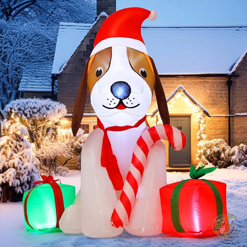 クリスマス インフレータブル ドッグ 1.5m 犬 屋外装飾 ギフトボックス付き LED付き クリスマスデコレーション GOOSH グーシュ