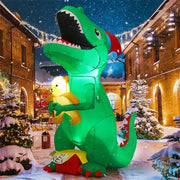 クリスマス インフレータブル 2m 恐竜 屋外装飾 Tレックス クリスマスデコレーション 帽子付き LED内蔵 GOOSH グーシュ