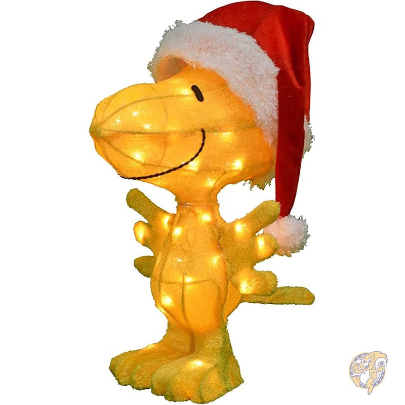 ピーナッツ プリライト 45cm ウッドストック サンタハット クリスマス デコレーション 35個のクリアライト&スタンド付き ProductWorks プロダクトワークス