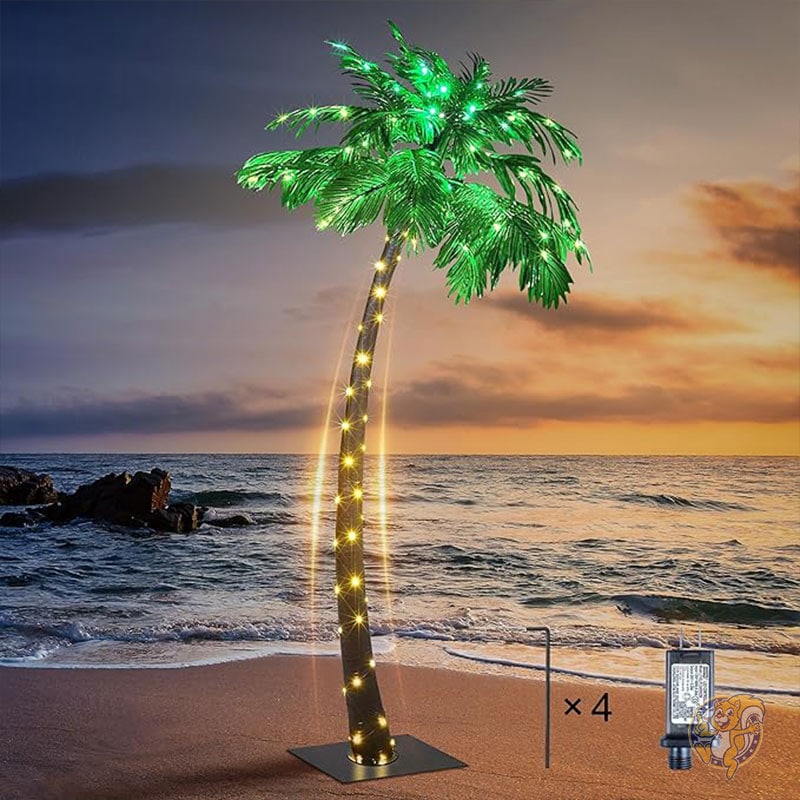 ヤシの木 2.1m LEDライト96個付き 自宅 パーティー クリスマスデコレーション Lightshare ライトシェア