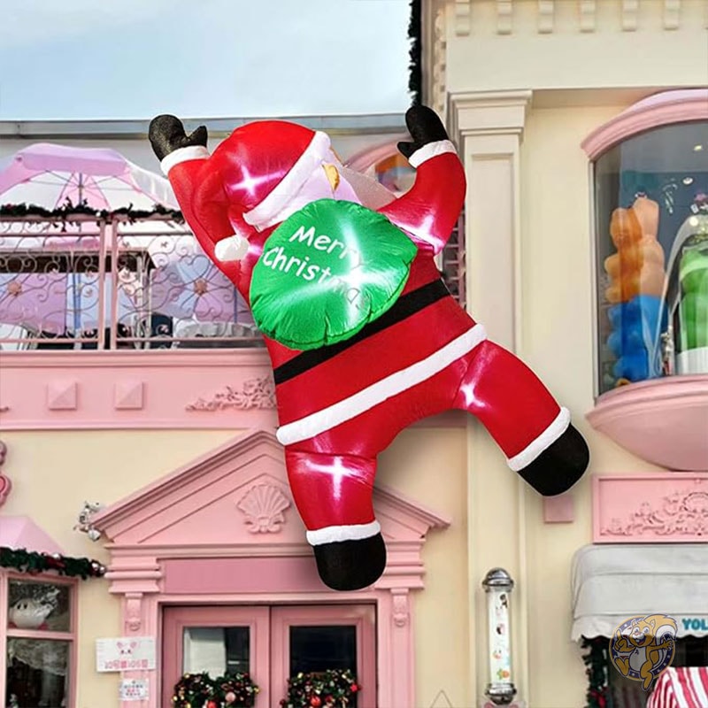 クリスマス インフレータブル 屋外装飾 1.8m ハンギングサンタクロース LEDライト付き クリスマスデコレーション TwoBeesツービー