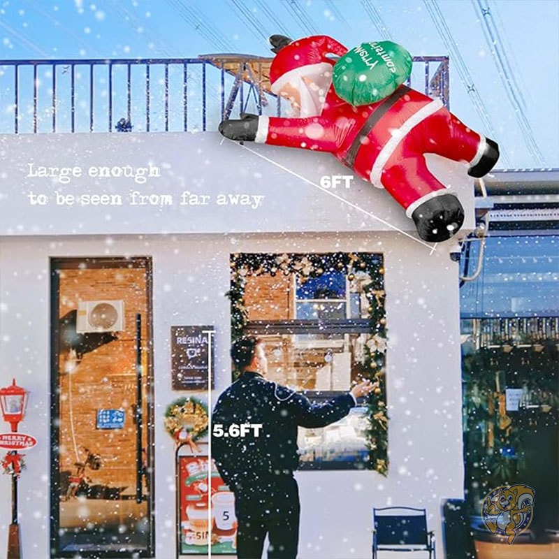クリスマス インフレータブル 屋外装飾 1.8m ハンギングサンタクロース LEDライト付き クリスマスデコレーション TwoBeesツービー