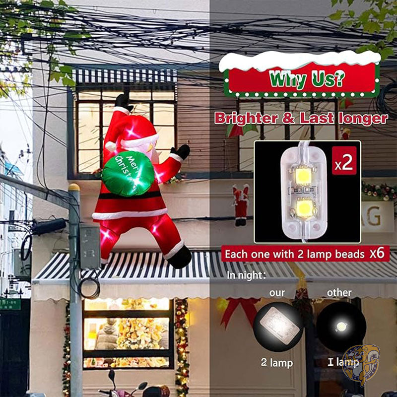 クリスマス インフレータブル 屋外装飾 1.8m ハンギングサンタクロース LEDライト付き クリスマスデコレーション TwoBeesツービー