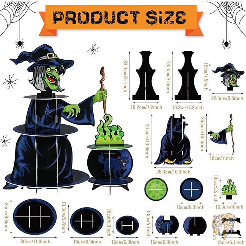 ハロウィン カップケーキスタンド デコレーション 3段 ハロウィーン 段ボール カップケーキホルダー 魔女 カップケーキタワー ハロウィン装飾 Nuenen ヌエネン