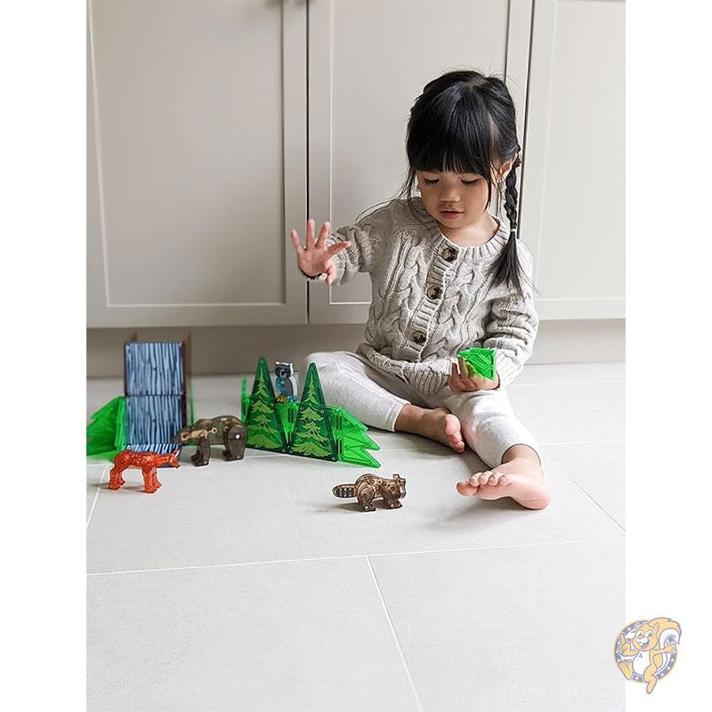 マグナタイル MAGNA-TILES 森の動物 25 ピース マグネット 組み立てセット オリジナル マグネット ビルディングおもちゃ