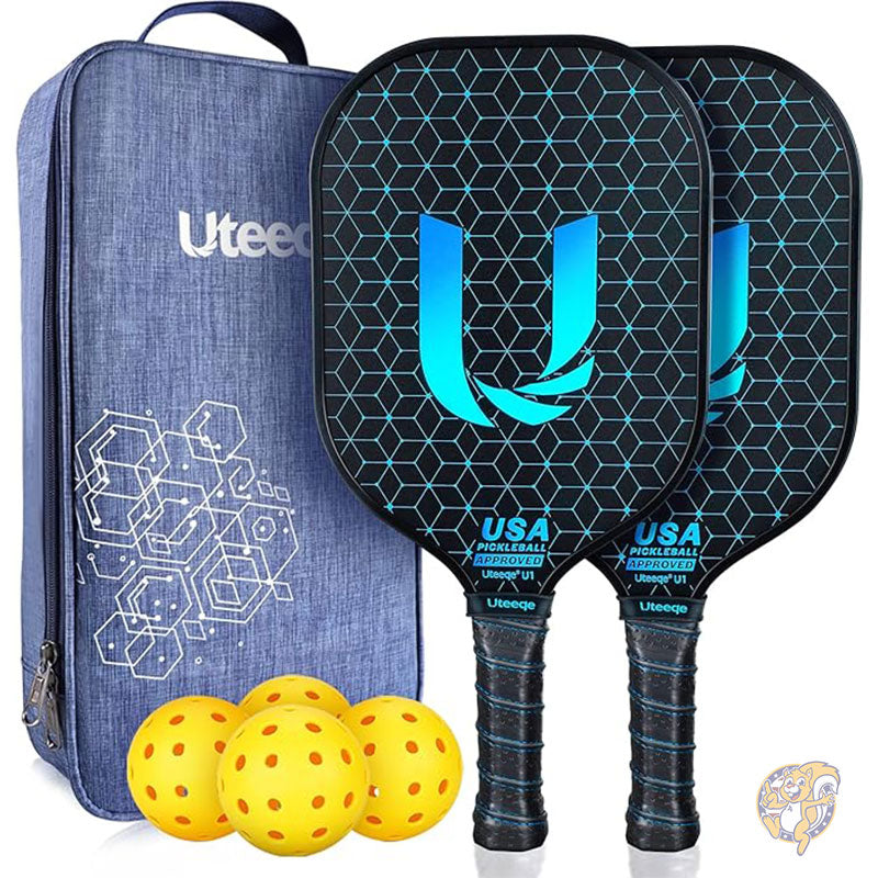 ピックルボール パドル 2個セット 高グリット&スピン USAPA承認 滑り止めグリップ ボール4個 & バッグ付き スポーツ ウティーケ Uteeqe