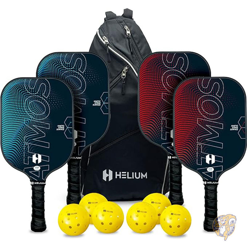 カーボンファイバー ピックルボール パドルセット USAPA 認定 高スピン テクスチャ 軽量ハニカム コア スポーツ Helium ヘリウム