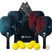 カーボンファイバー ピックルボール パドルセット USAPA 認定 高スピン テクスチャ 軽量ハニカム コア スポーツ Helium ヘリウム