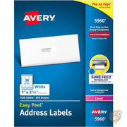 エイブリー Avery 住所ラベル イージーピール 印刷ラベル 2.5" x 6cm" ホワイト 7,500枚 郵送ラベル