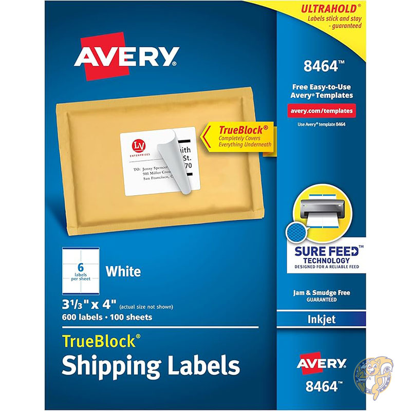 エイブリー Avery 印刷 配送ラベル 8" x 10cm" ホワイト 600枚 郵送ラベル