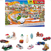 ホットウィール Hot Wheels おもちゃの車セット クリスマス 2023 アドベントカレンダー 1:64 スケールの車両 8 台 アクセサリー 16 個 子供とコレクター向けのプレイマット付き