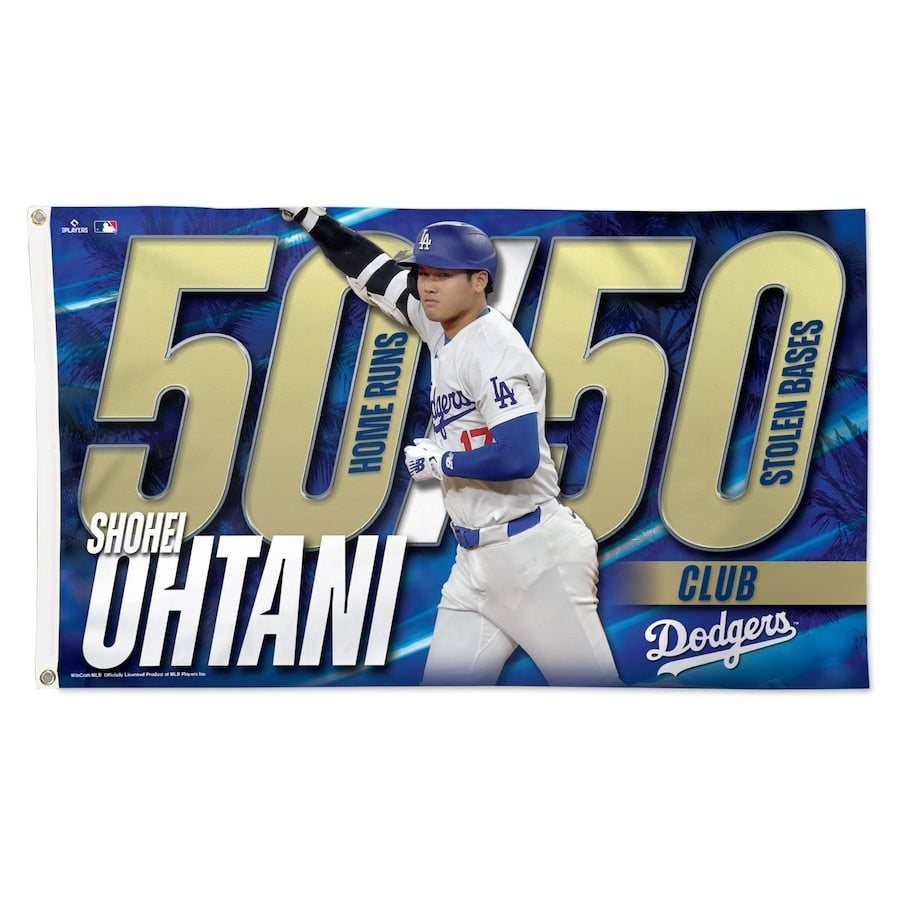 大谷翔平 50本塁打 50盗塁 達成記念品 片面フラッグ Single-Sided Deluxe Flag 50-50 ホームラン 盗塁 達成記念 ドジャース MLB公式 Shohei Ohtani