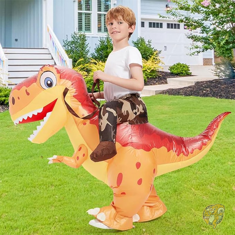 ハロウィン インフレータブル恐竜コスチューム 7~10歳 子供用 恐竜 膨らませる ダイナソーコスチューム オレンジ 仮装 ハロウィーン パーティー用 COMIN カミン
