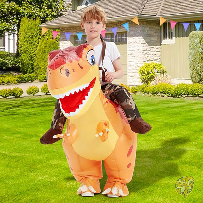 ハロウィン インフレータブル恐竜コスチューム 7~10歳 子供用 恐竜 膨らませる ダイナソーコスチューム オレンジ 仮装 ハロウィーン パーティー用 COMIN カミン