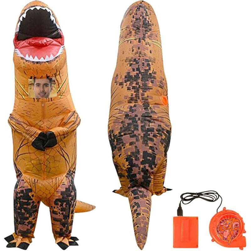 ハロウィン 大人用 T-Rex インフレータブルコスチューム 恐竜スーツ 膨らませるステゴサウルス ジャンプスーツ ハロウィーン コスプレコスチューム Qshine