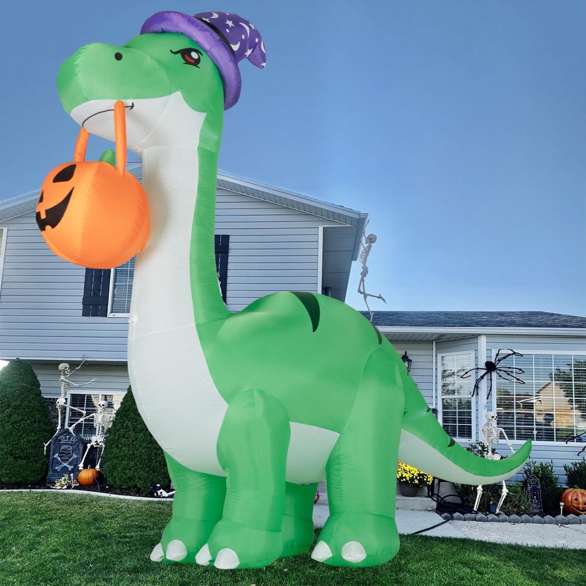 ハロウィーン デコレーション 巨大 恐竜 ハロウィン 飾り ダイナソー 10FT(約300cm) お化けカボチャ付き ライトアップ
