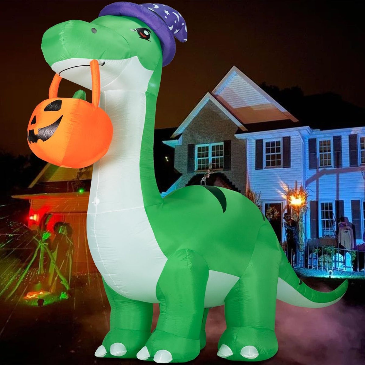 ハロウィーン デコレーション 巨大 恐竜 ハロウィン 飾り ダイナソー 10FT(約300cm) お化けカボチャ付き ライトアップ