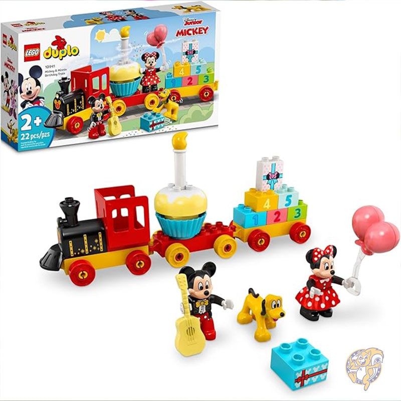 レゴ LEGO DUPLO ディズニー ミッキー&ミニーマウス バースデートレイン - 数字ブロック ケーキ 風船付き 幼児向け組み立ておもちゃ 早期学習 運動スキルのおもちゃ 知育