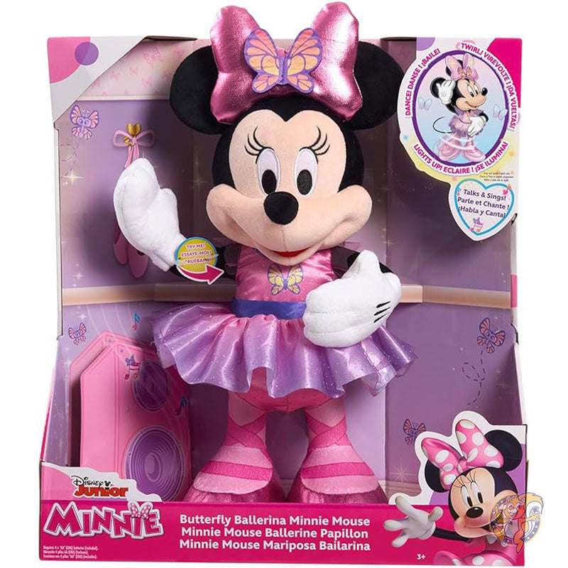 ミニー ディズニー ジュニア ミニーマウス 歌って踊る バタフライ バレリーナ ライトとサウンド ぬいぐるみ 蝶のように歌う人形 3歳以上 子供用おもちゃ Just Play ジャストプレイ