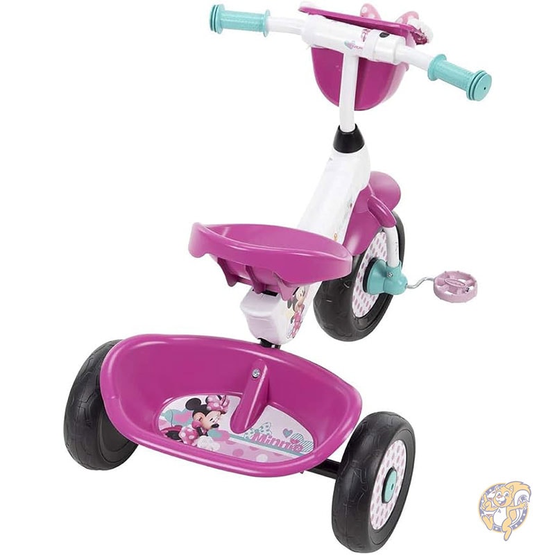 ディズニー ミニーマウス 女の子用 三輪車 3歳以上向け ミニーマウスのグラフィック ピンクのハンドルバー ボウバスケット お菓子やおもちゃ用の収納ボックス付き Huffy