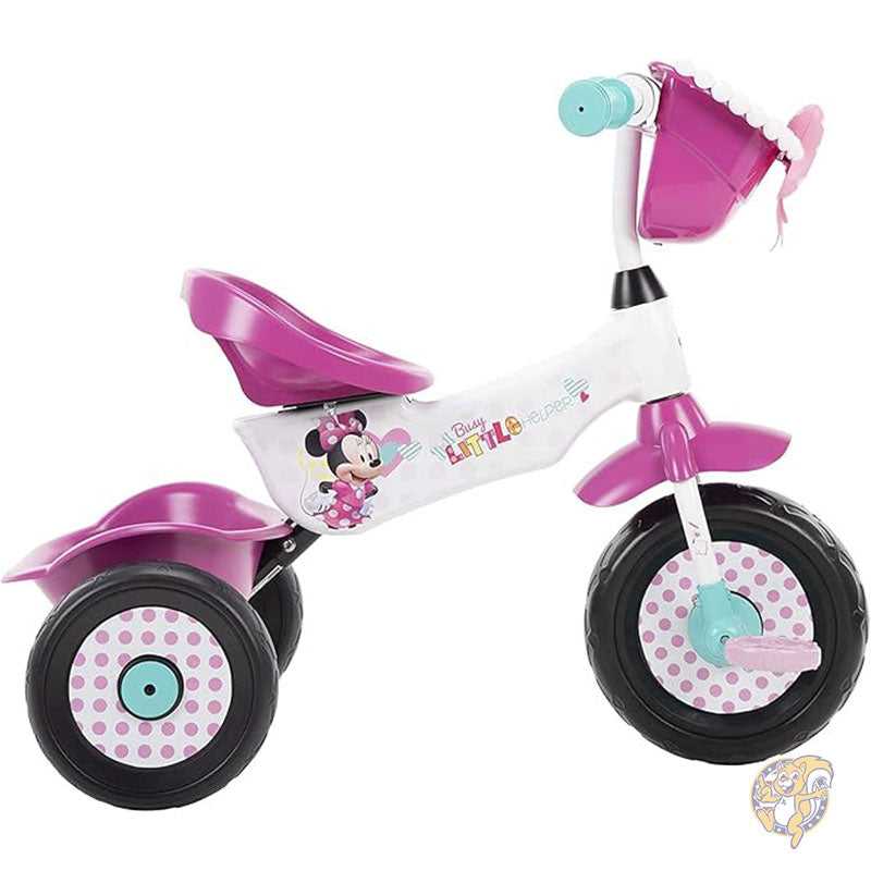 ディズニー ミニーマウス 女の子用 三輪車 3歳以上向け ミニーマウスのグラフィック ピンクのハンドルバー ボウバスケット お菓子やおもちゃ用の収納ボックス付き Huffy