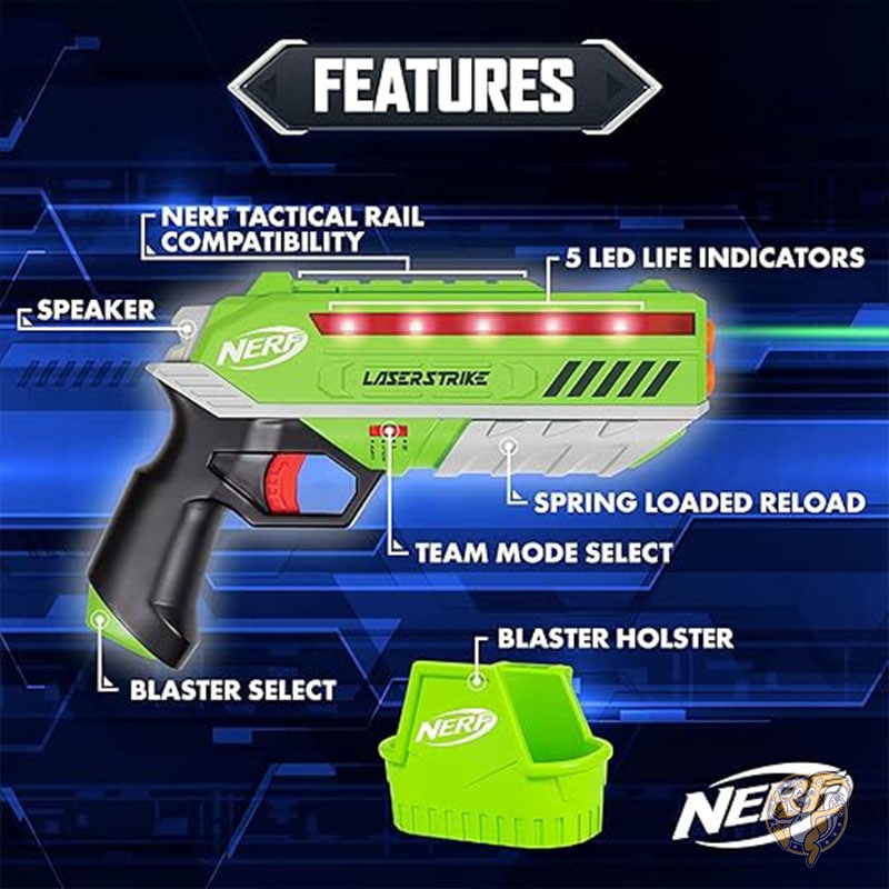 ナーフ Nerf レーザーストライク 4人用レーザータグゲームパック 91m 射程ブラスター4個 ホルスター4個付き -屋内または屋外で遊べるアーケードゲーム