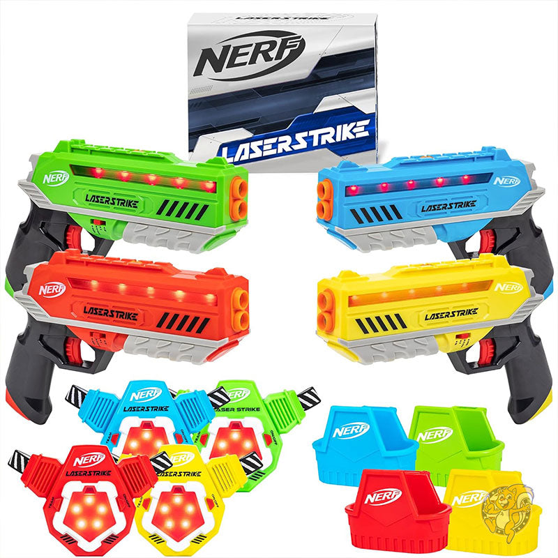 ナーフ Nerf レーザーストライク 4人用 レーザータグゲームパック 91m 範囲ブラスター4個 ターゲットベスト4個 ホルスター4個付き 屋内外で遊べるアーケードゲーム