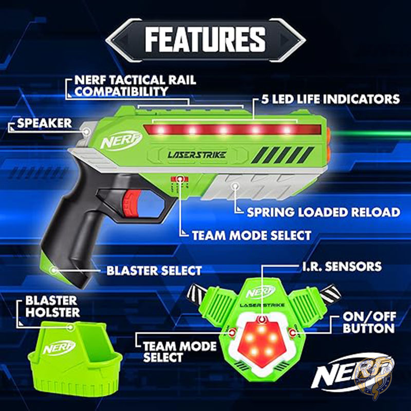 ナーフ Nerf レーザーストライク 4人用 レーザータグゲームパック 91m 範囲ブラスター4個 ターゲットベスト4個 ホルスター4個付き 屋内外で遊べるアーケードゲーム
