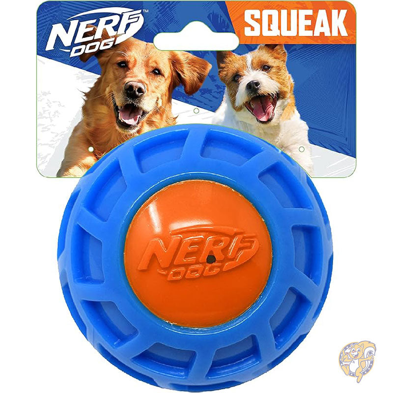 10cm TPR EXO スクイークボール ブルー/オレンジ 大型犬用 犬用おもちゃ ペット用品 ナーフ Nerf Dog