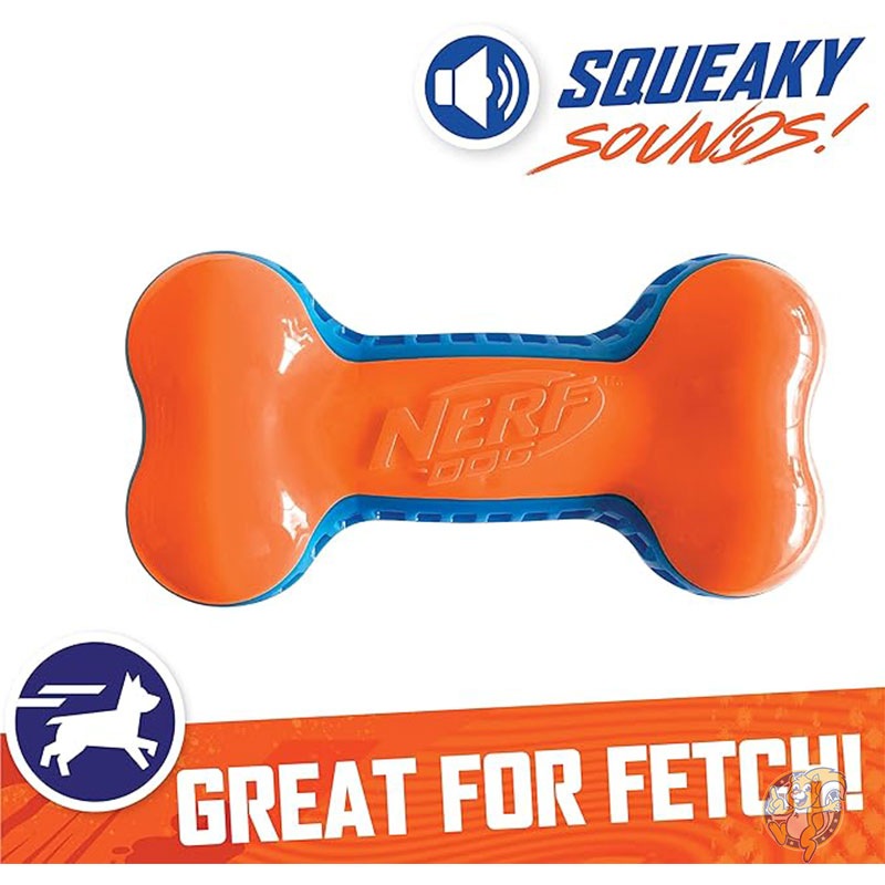 17cm TPR EXO スクイークボーン 音が鳴るおもちゃ ブルー/オレンジ 犬用おもちゃ ペット用品 ナーフ Nerf Dog