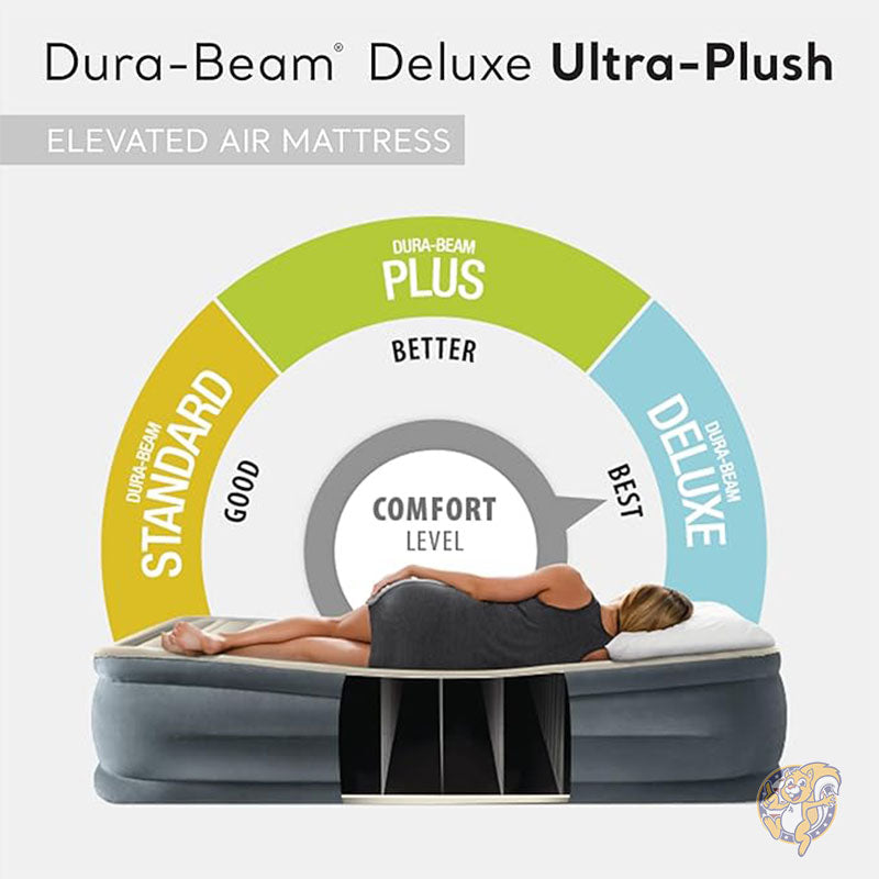 エアマットレス Dura-Beam デラックス ウルトラ プラッシュ エアマットレスベッド ヘッドボード付き クイーンサイズ 電動ポンプ内蔵 ベッド高45cm 耐荷重272kg INTEX