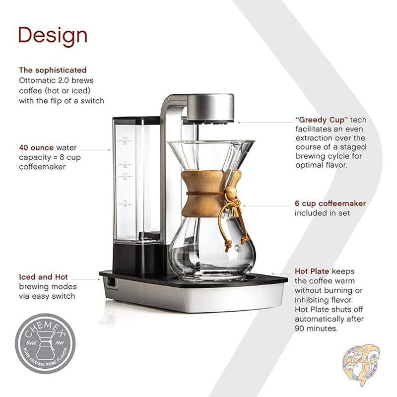 コーヒーメーカーセット 容量1133g 6カップコーヒーメーカー付き Chemex Ottomatic